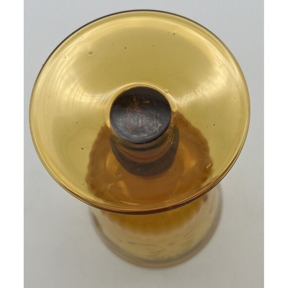 Vintage Amber "Circleware" Glass Water Wine Goblet Made in China Fleur de lis - Picture 4 of 6